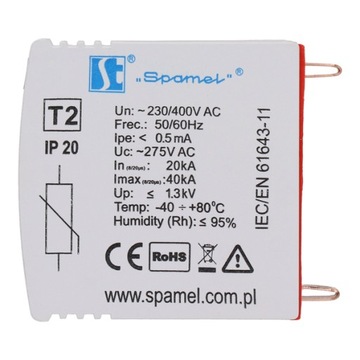 ОГРАНИЧИТЕЛЬ ПЕРЕНАПРЯЖЕНИЯ SPAMEL T2 4P 20kA SPMO20C\4P