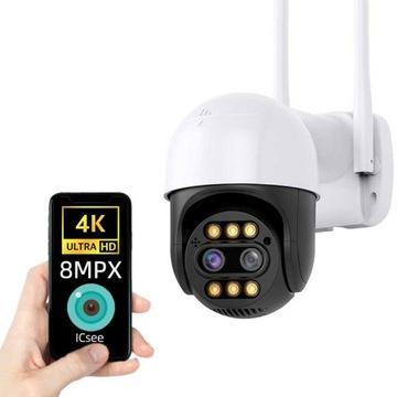 KAMERA ZEWNĘTRZNA OBROTOWA WIFI IP 8MPX 4K 8X ZOOM