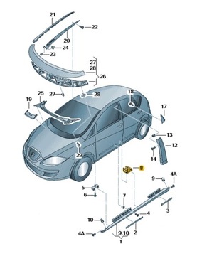 фото thumb №1, Клипса скоба планки пороговой seat altea toledo 5p0853385a