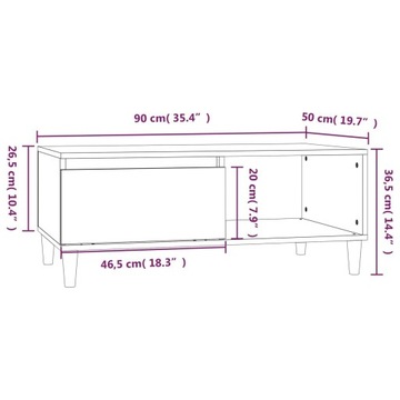 VidaXL Журнальный столик, белый 90x50x36,5 см, ткань