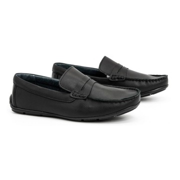 Buty męskie mokasyny skórzane 894MA czarne 44