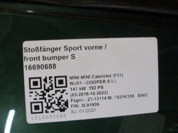 фото thumb №10, Бампер mini f57 галоген led перед переднее