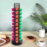 Вращающийся подставкой для капсул Nespresso, 40 шт., черный, с дозатором
