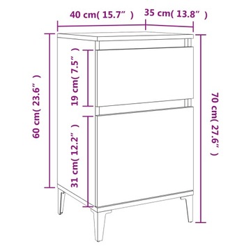 vidaXL Прикроватная тумбочка Белый 40x35x70 см