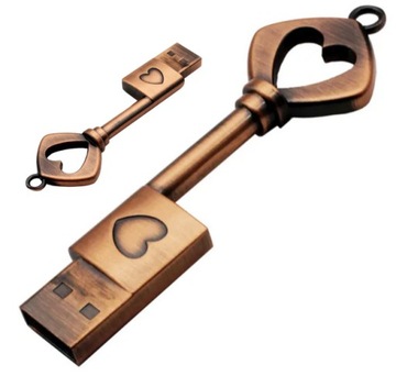 PENDRIVE 64GB KLUCZ SERCE SERDUSZKO METAL DYSK BRELOK PREZENT 64GB