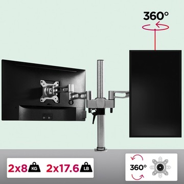 Duronic DM352 SR Uchwyt do dwóch monitorów srebrny