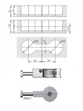 ZŁĄCZE DO ŁĄCZENIA DO BLATÓW QUICK 64MM ŚRUBA - KOMPLET