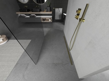 MEXEN KIOTO ŚCIANKA PRYSZNICOWA WOLNOSTOJĄCA 150 x 200 CM ZŁOTA szkło 8 mm