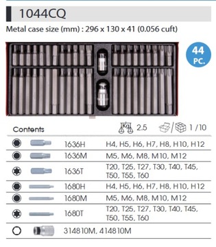 KING TONY ZESTAW BITÓW 44 SZT. TORX SPLINE HEX 6KT