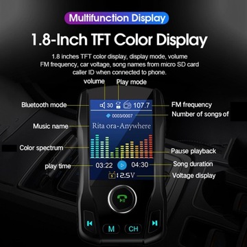 Автомобильный Bluetooth-передатчик черный