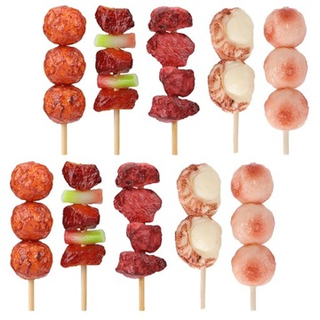 10Pcs Fake Barbecue Food Lifelike Roast Kebab