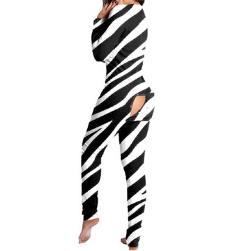 PIŻAMA DAMSKA PREZENT NA WALENTYNKI DLA NIEJ ROZPINANA Z KALPKĄ ZEBRA XL