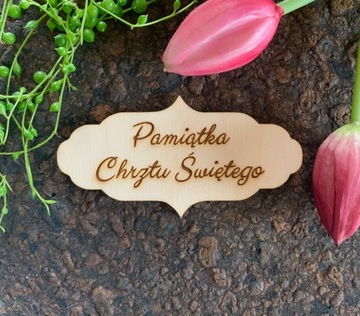 Tabliczka z napisem pamiątka chrztu click it 12 cm