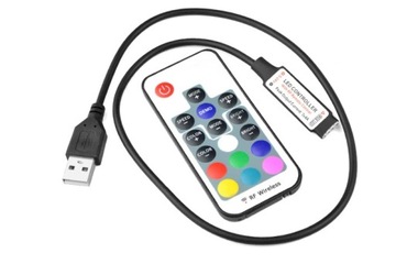 КОНТРОЛЛЕР + ПУЛЬТ ДИСТАНЦИОННОГО УПРАВЛЕНИЯ РЕГУЛЯТОРОМ RGB СВЕТОДИОДНАЯ ЛЕНТА USB