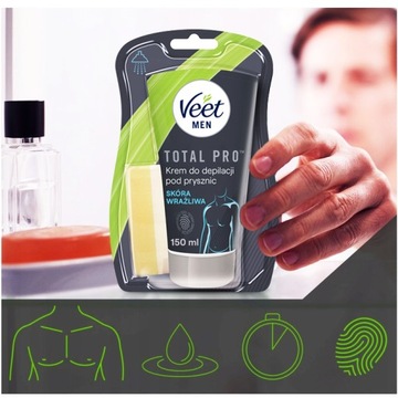Крем-депилятор Veet MEN для мужчин в душе 3x150 мл = 450 мл