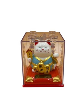 SOLARNY Japoński Kot Maneki-Neko Chiński Szczęścia 9cm