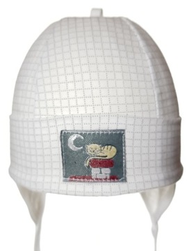 CZAPKA BAWEŁNIANA ZWIERZĄTKA CZAPECZKA WIĄZANA Z USZKAMI 3-6 M-CA 5KOLORÓW