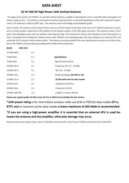 SE HF 360 XP 1 кВт КВ антенна из стекловолокна 3,5-52 МГц