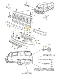 фото thumb №5, Кліпса кронштейн решітка vw volkswagen t4 transporter