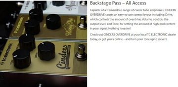 Гитарный эффект Cinders Overdrive Sensitive Vintage Overdrive TC Electronic