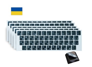 5 x Наклейки на клавіатуру NALEPKI POLSKO-UKRAIŃSKIE | QWERTY + CYRYLICA