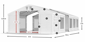 Namiot Handlowy 4x18m Całoroczny DAS 560 W