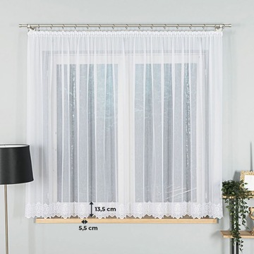 Firany Haftowane Do Salonu Firana Biała Z Haftem Delikatna Z Taśmą s480x140