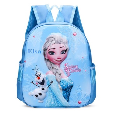 Рюкзак Эльза 3D жёсткий ламинированный, голубой, для детского сада FROZEN