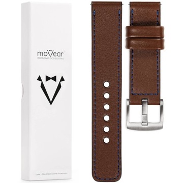 Кожаный ремешок диаметром 24 мм для элегантных часов MOVEAR Dark Brown премиум-класса