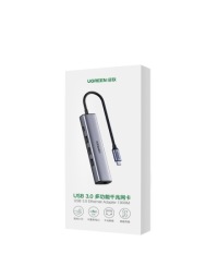 АДАПТЕР-ХАБ UGREEN 5 В 1 USB-C 3XUSB-A 3.0 RJ45 ETHERNET 1000 МБ/С ГИГАБИТ