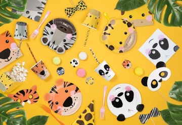Balony zwierzątka dekoracje safari zoo kubeczki talerzyki roczek urodziny