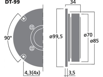 HiFi купольный твитер, 80WMAX, 40WRM