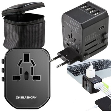 БЛОК ПИТАНИЯ ПЕРЕМЕННОГО ТОКА ДОРОЖНОЕ ЗАРЯДНОЕ УСТРОЙСТВО 4XUSB USB-C 5 УСТРОЙСТВ