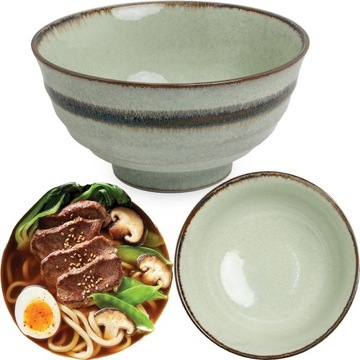 Miseczka Ceramiczna Jasno Zielona Miska Do Makaronu Zupy Udon Wasabi 17cm