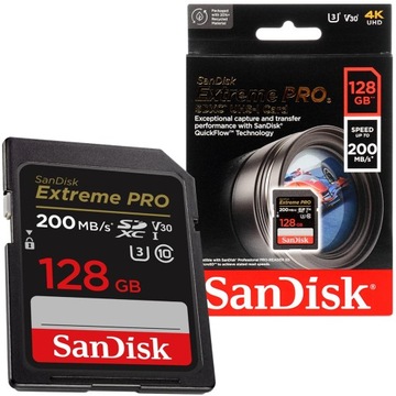 КАРТА SANDISK EXTREME PRO SDXC 128 ГБ, 200/90 МБ/с