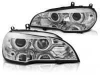 Купить Фонари передние фары angel eyes led drl хром bmw x5 e70 07-10, фото thumb