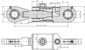 ГИДРАВЛИЧЕСКИЙ ЦИЛИНДР CJ2F 100x56x320 U40 L=725