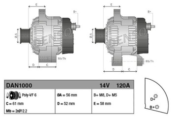 фото thumb №12, Генератор 12v denso dan1000 51854898