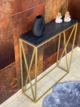 Золотая консоль для туалетного столика, стиль GLAMOUR LOFT, 80Х25Х90