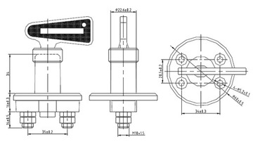 HEBEL ODLACZNIK AKUMULATORA 300A 12 24V ŚRUBY