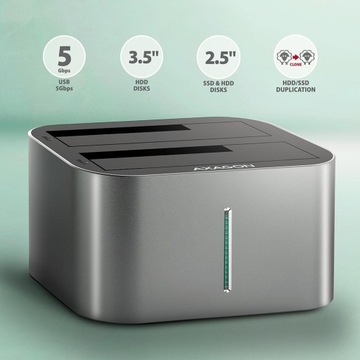 Док-станция USB-C 3.2 Gen1 для 2 твердотельных/жестких дисков SATA 6 Гбит/с 2,5 дюйма с функцией клонирования