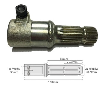 Adapter wałka WOM 8 frezów 38mm / 21 frezów 34,9mm