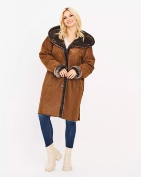 Damski naturalny kożuch London oversize 4XL