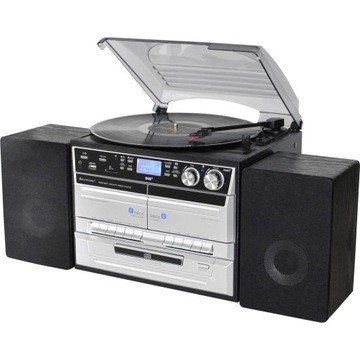 Стереосистема в стиле ретро, ​​проигрыватель пластинок, кассета CD MP3 DAB+FM