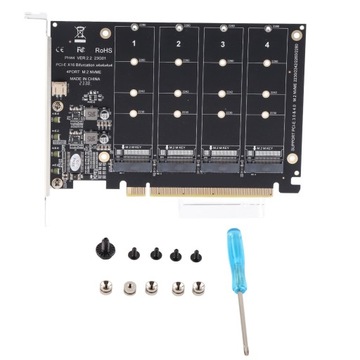 Адаптер m.2 nvme ssd to pcie x16, 4-портовая высокоскоростная карта Soft Raid 4x32 Гбит/с