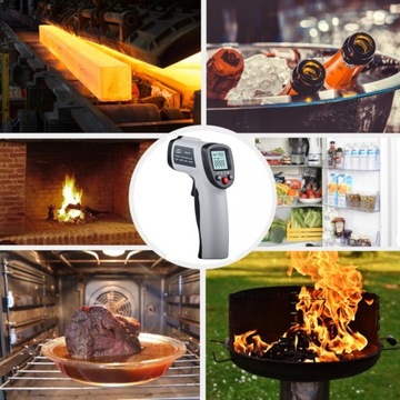 Лазерный пирометр детектор утечек -50 +500°C Цветной ЖК-сигнал тревоги