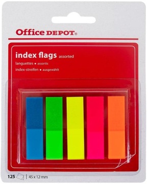 Цветные самоклеящиеся индексирующие язычки 5 x 25 штук Office Depot