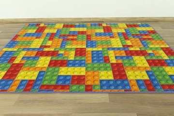 DYWAN MODNY KOLOROWY W KLOCKI DO POKOJU DZIECKA DZIECI NA FILCU 100x200 cm