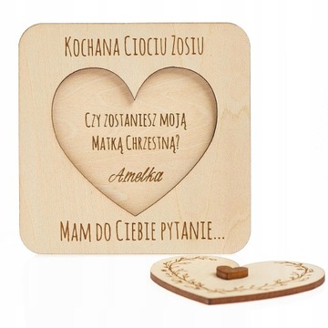 PYTANIE CIOCIU ZOSTANIESZ CHRZESTNĄ CHRZEST SERCE ZAPROSZENIE