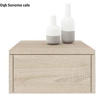 WISZĄCA SZAFKA NOCNA szuflada ścienna DĄB SONOMA + FRONT BIAŁY MONA 40 cm